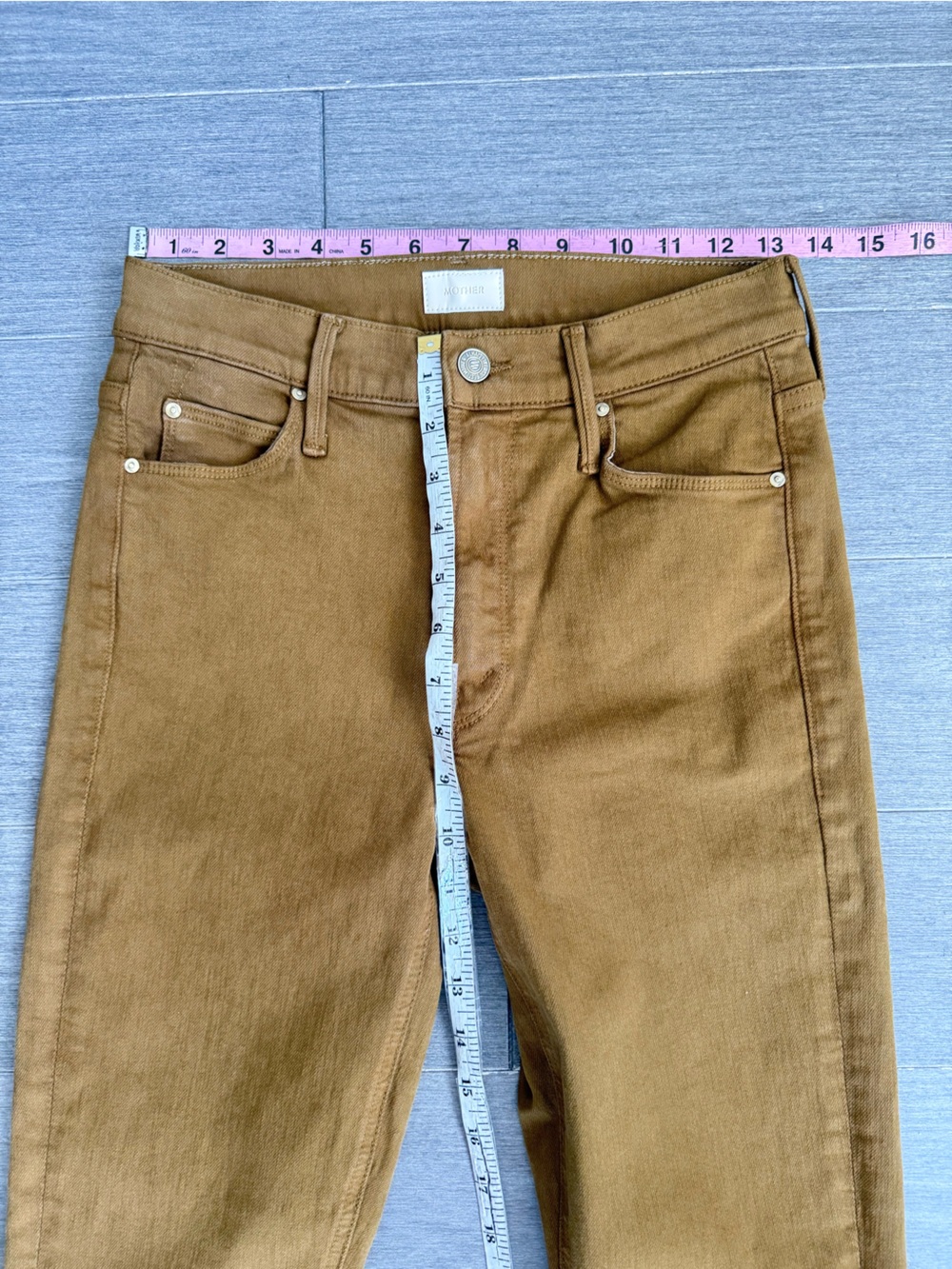 MOTHER Mid Rise Dazzler Ankle Fray Tapenade Brown Olive Jeans 27 NWOT - Picture 16 of 16
